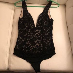 Lace low cut body suit